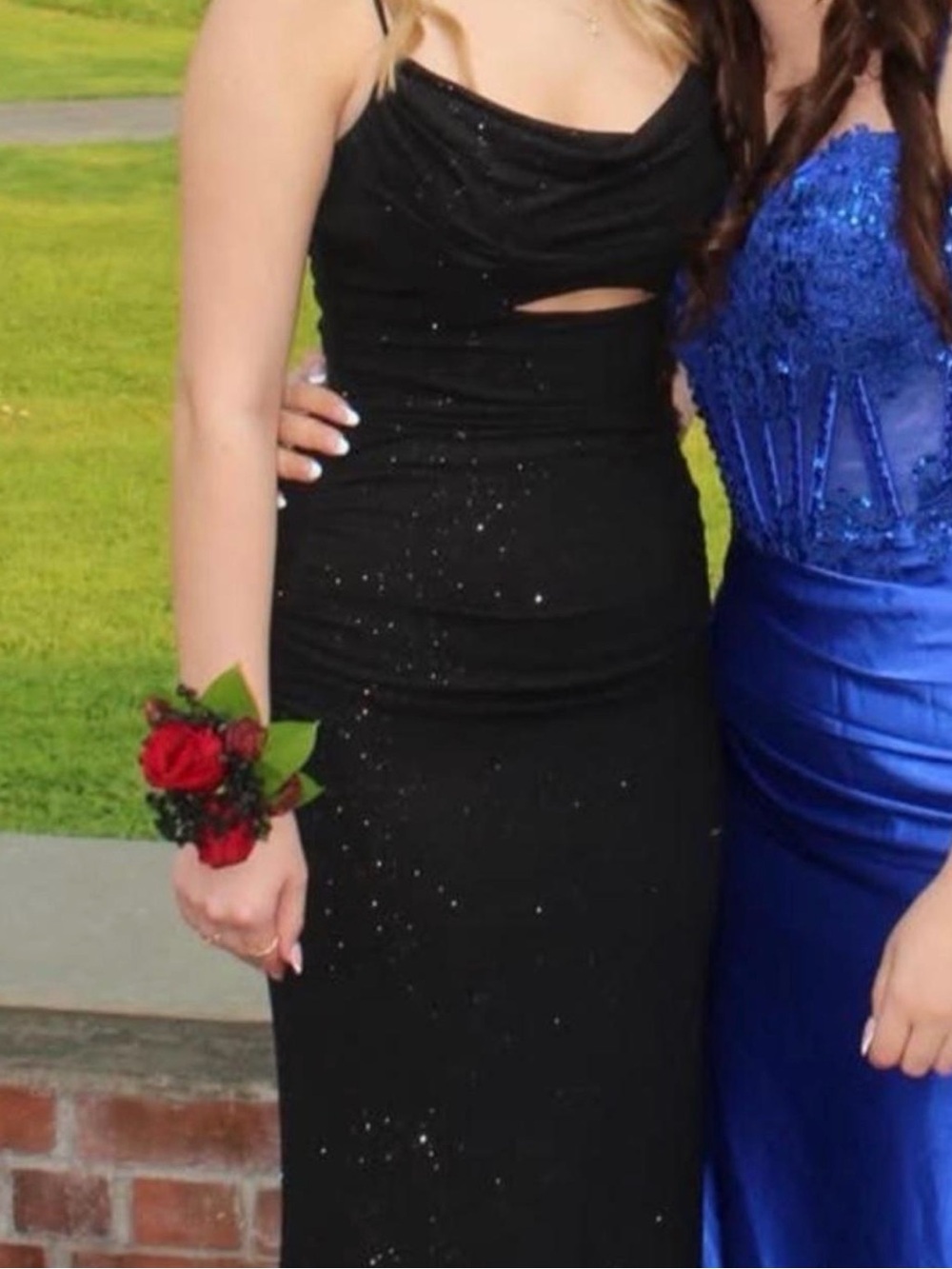 Windsor Black Sparkle Cutout Evening Gown